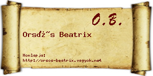 Orsós Beatrix névjegykártya